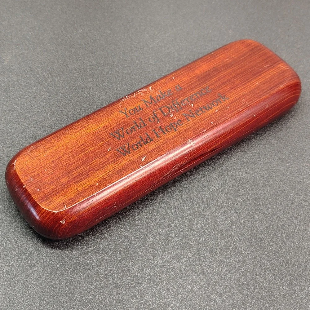 Wood Pen Pencil Set Unisex World Hope Network Engraved Case